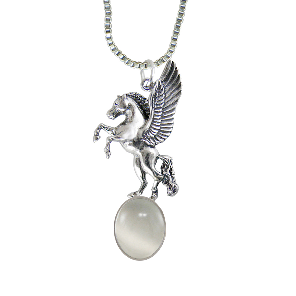 Sterling Silver Unicorn of the Summer Day Pendant With White Moonstone